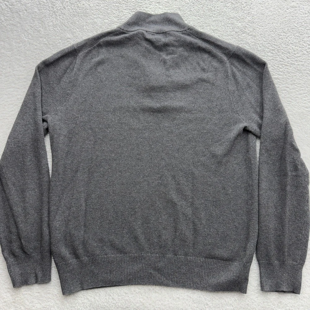 Brooks Brothers Mens Grey Cotton‎ Cashmere Quarter Zip Sweater Large Textured L